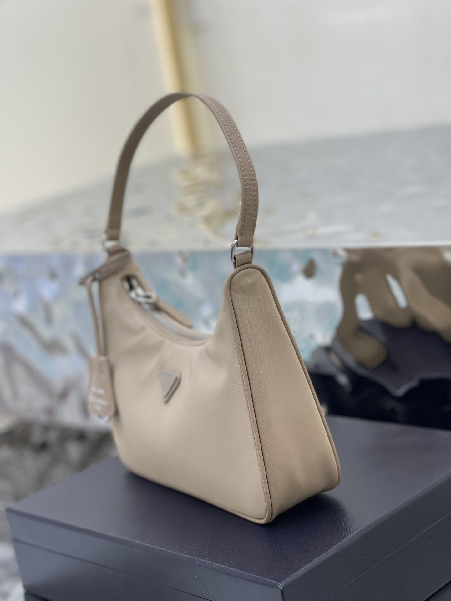 PRADA Re-Edition 2005 Re-Nylon and Saffiano Mini Bag Desert Beige