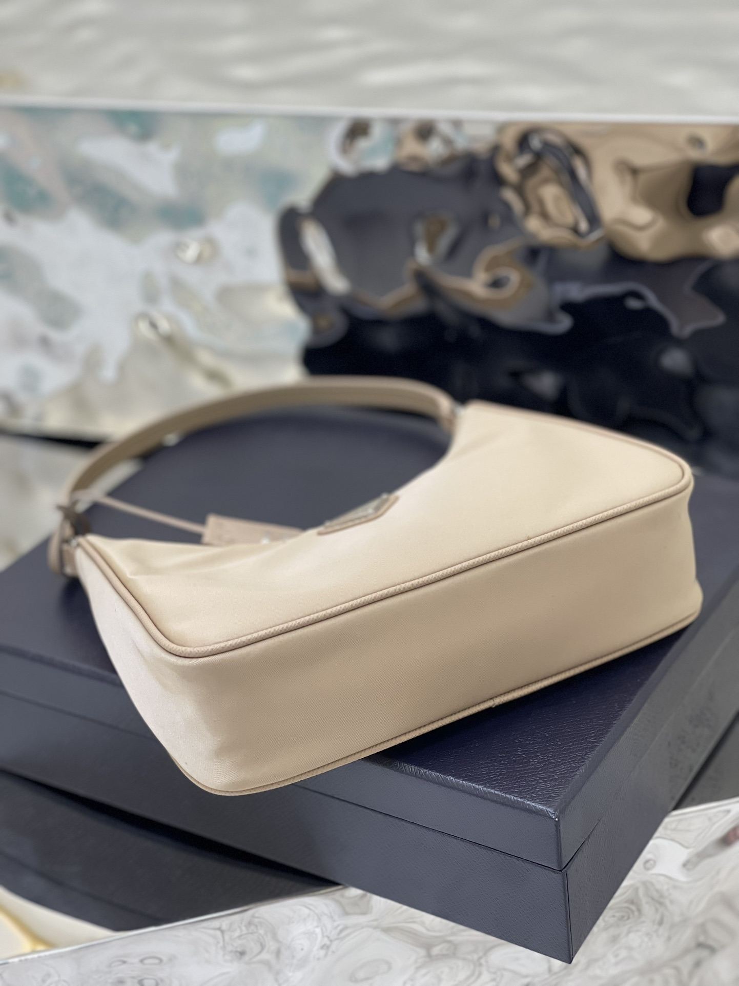 PRADA Re-Edition 2005 Re-Nylon and Saffiano Mini Bag Desert Beige