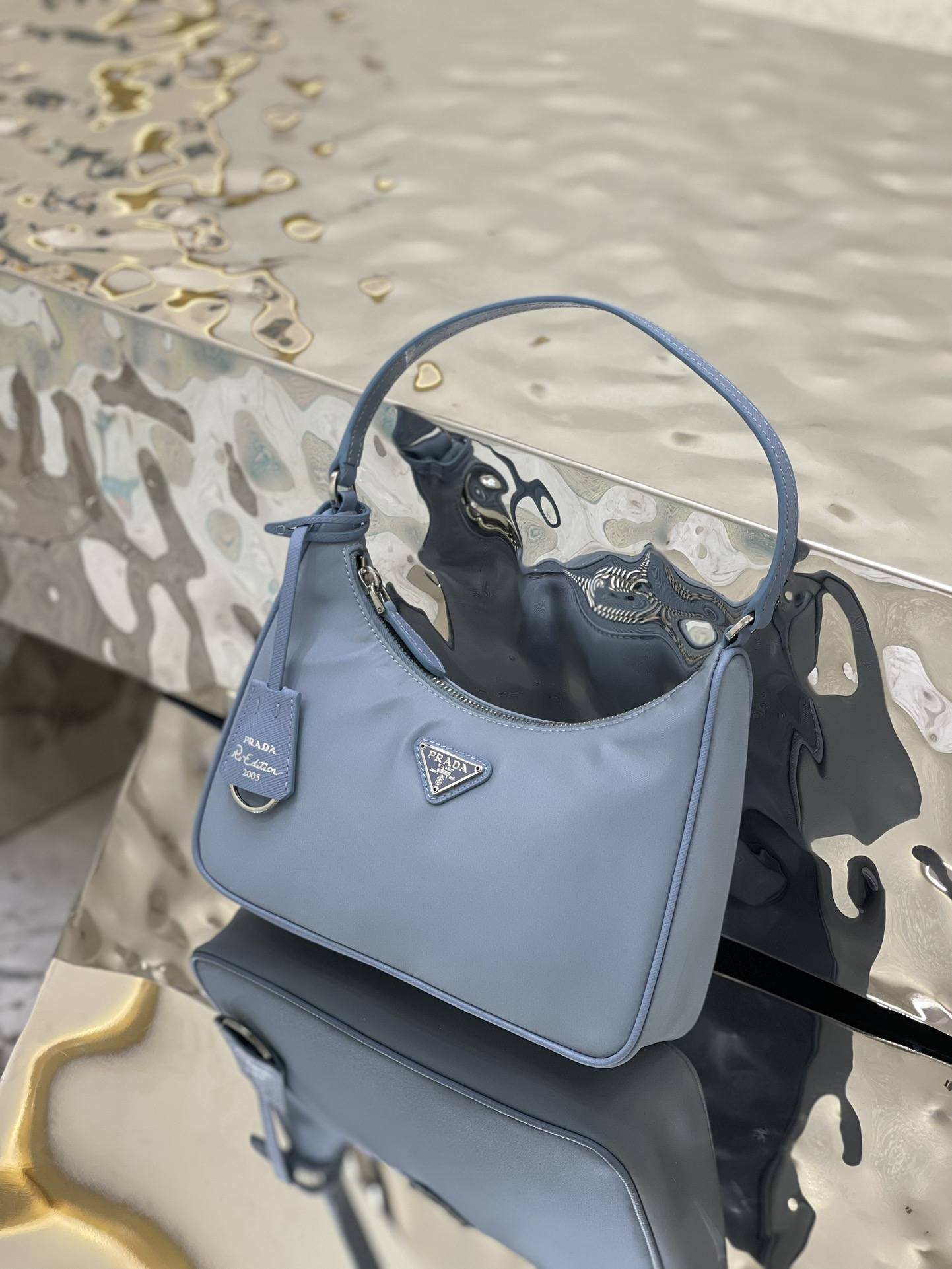 PRADA Re-Edition 2005 Re-Nylon and Saffiano Mini Bag Light Blue