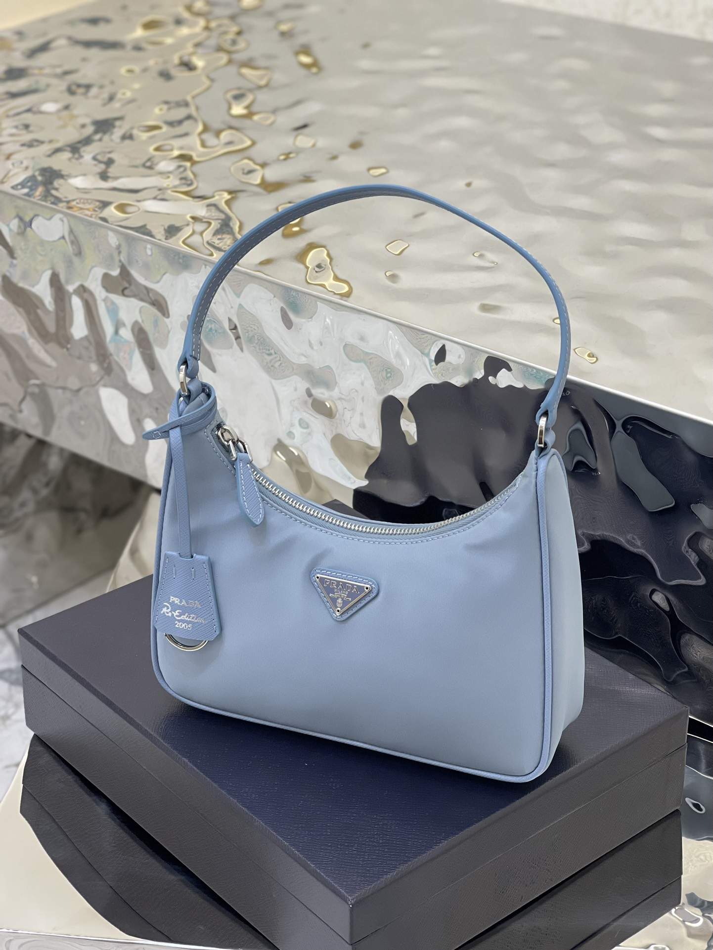 PRADA Re-Edition 2005 Re-Nylon and Saffiano Mini Bag Light Blue