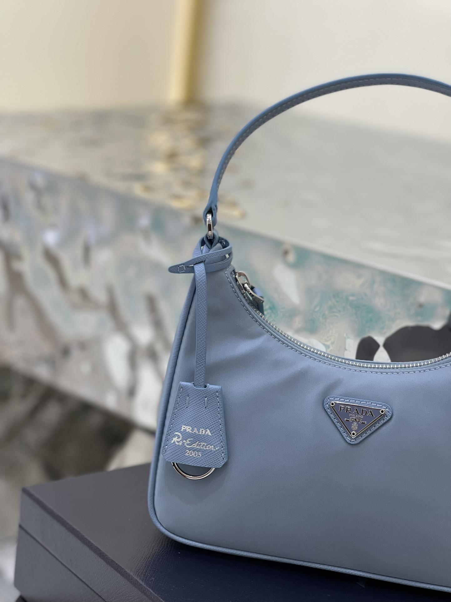 PRADA Re-Edition 2005 Re-Nylon and Saffiano Mini Bag Light Blue