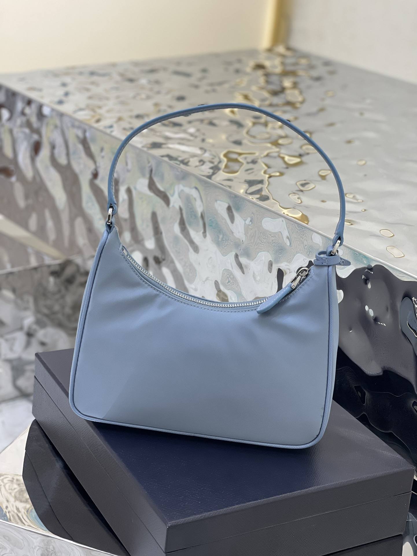 PRADA Re-Edition 2005 Re-Nylon and Saffiano Mini Bag Light Blue