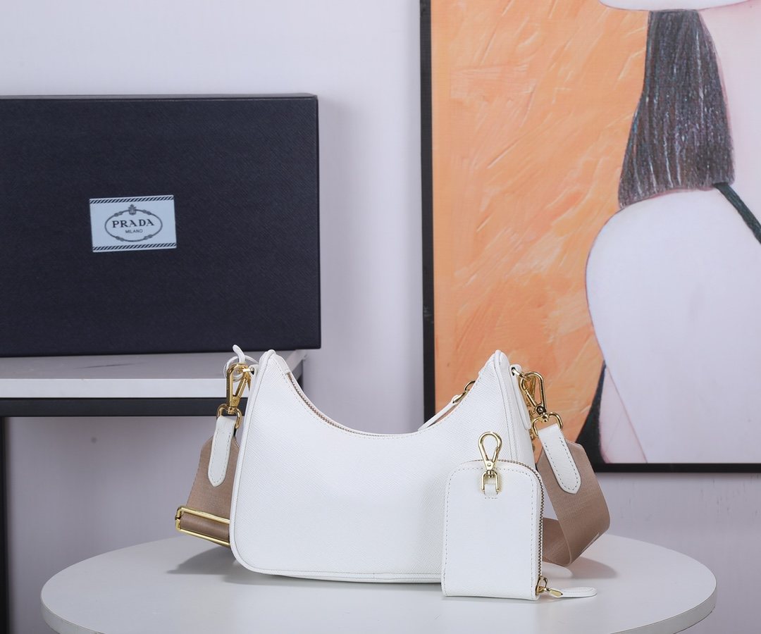 PRADA Re-Edition 2005 Saffiano Leather Bag White