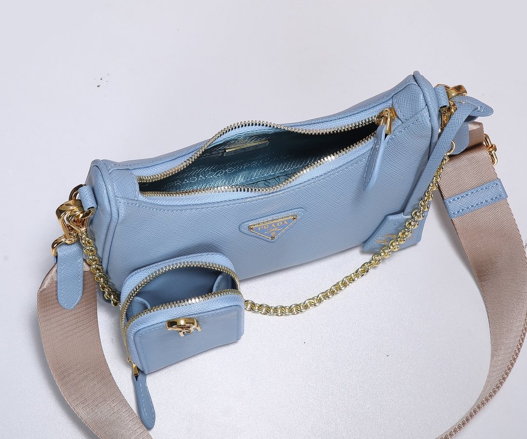 PRADA Re-Edition 2005 Saffiano Leather Bag Pale Blue