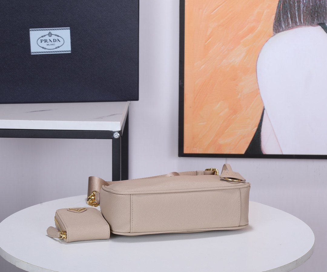 PRADA Re-Edition 2005 Saffiano Leather Bag Cameo Beige