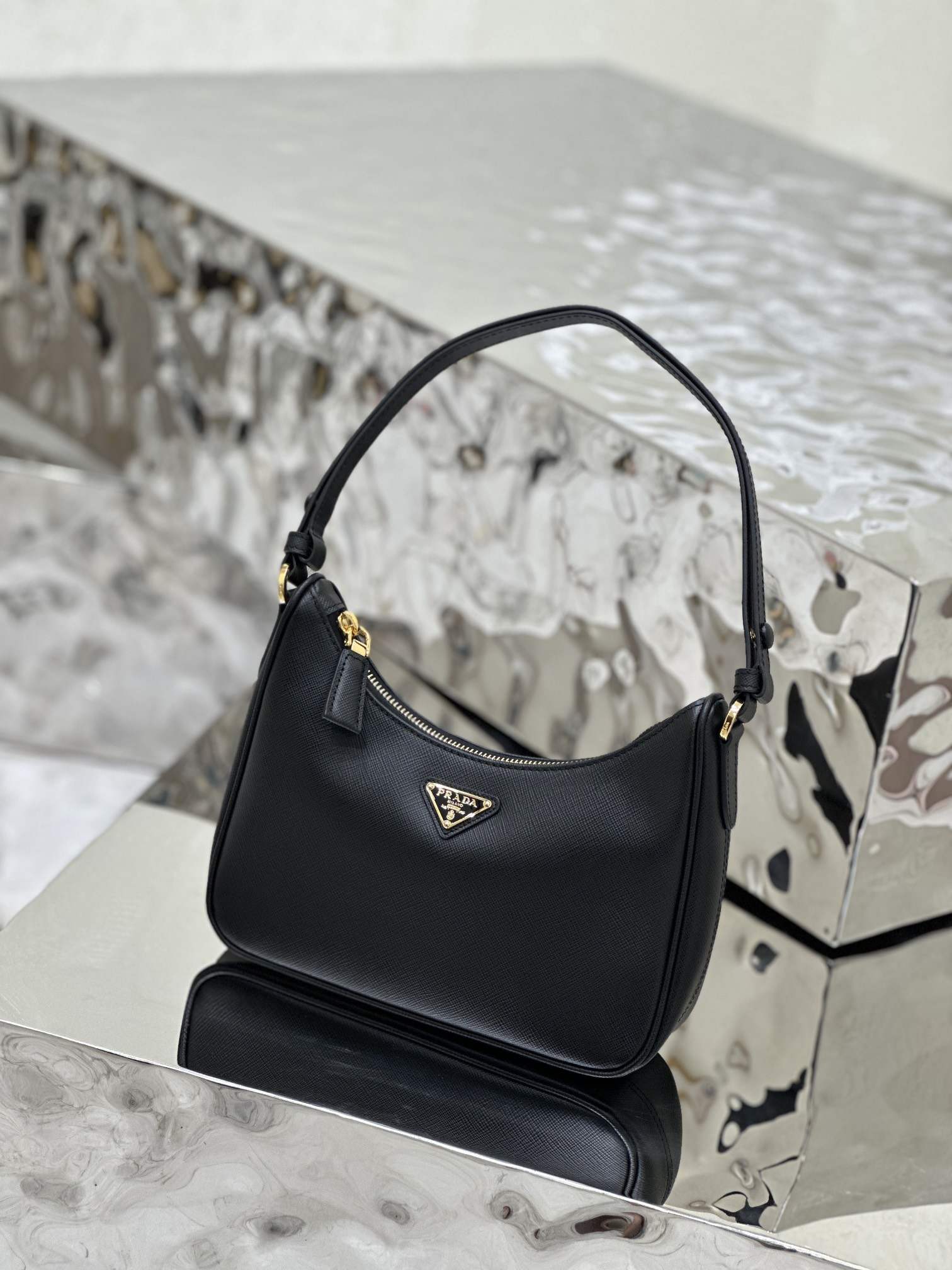 PRADA Re-Edition Saffiano Leather Mini Bag Black