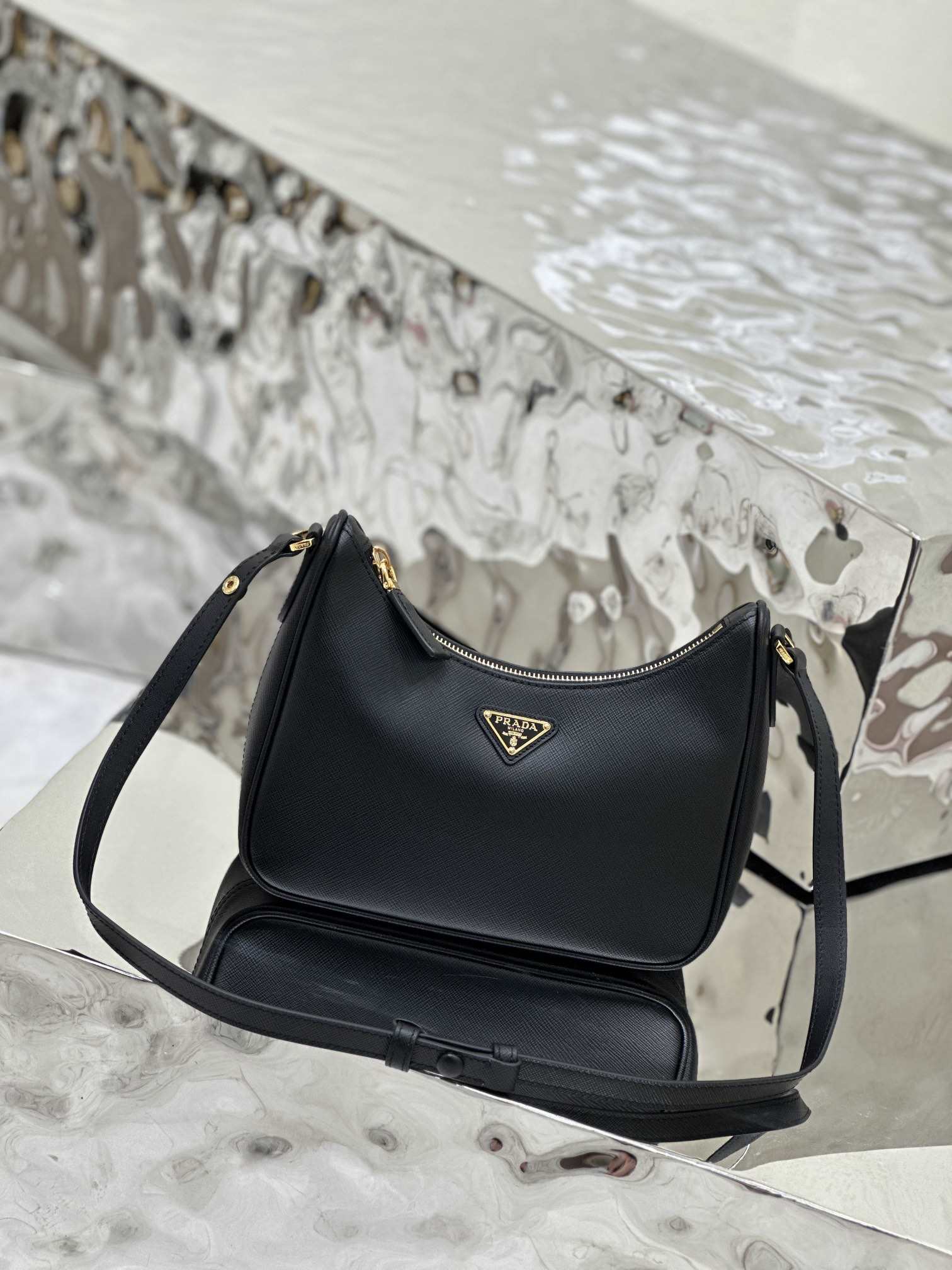 PRADA Re-Edition Saffiano Leather Mini Bag Black