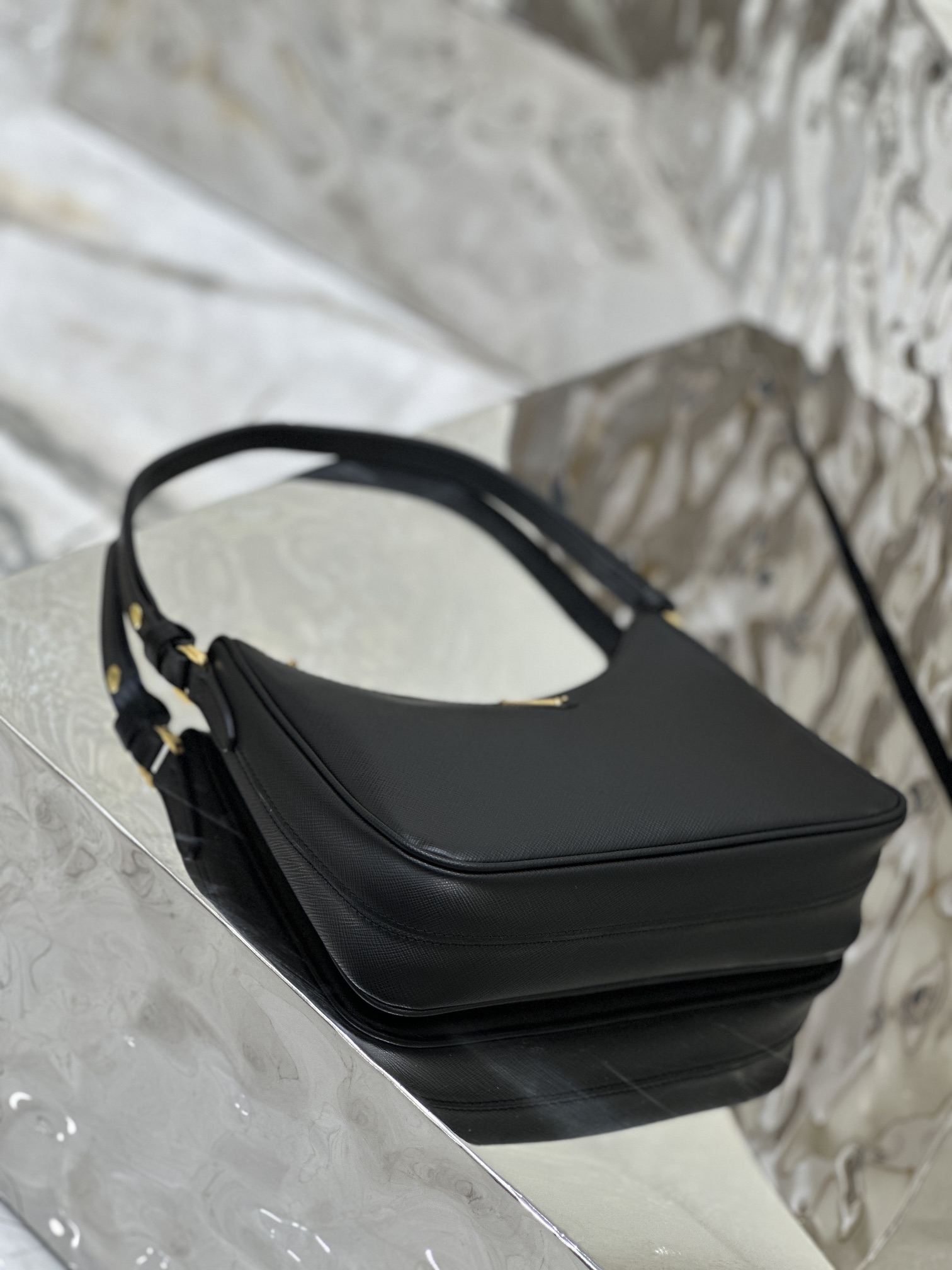 PRADA Re-Edition Saffiano Leather Mini Bag Black