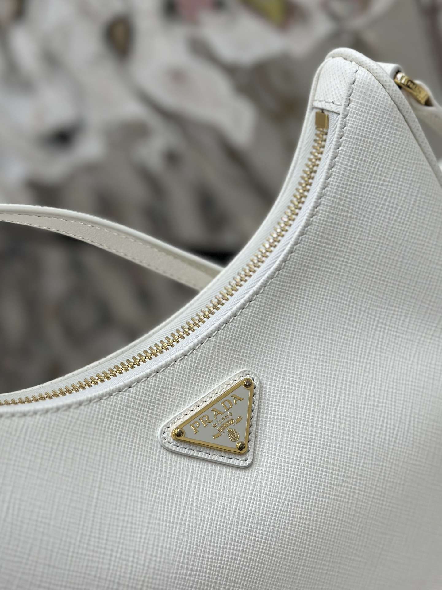 PRADA Re-Edition Saffiano Leather Mini Bag White