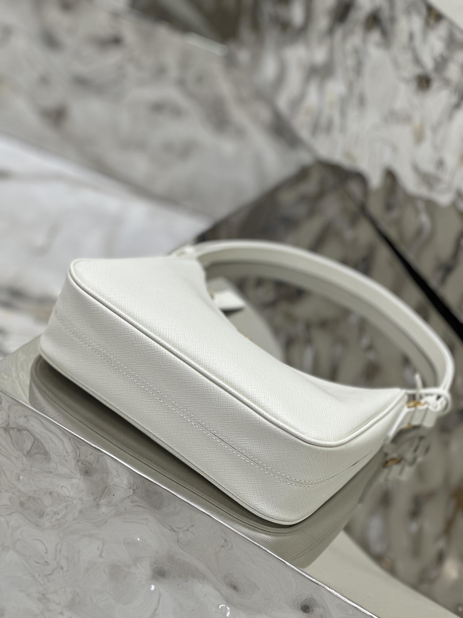 PRADA Re-Edition Saffiano Leather Mini Bag White