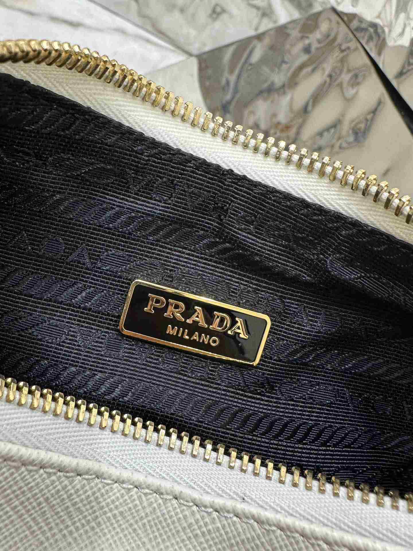 PRADA Re-Edition Saffiano Leather Mini Bag White