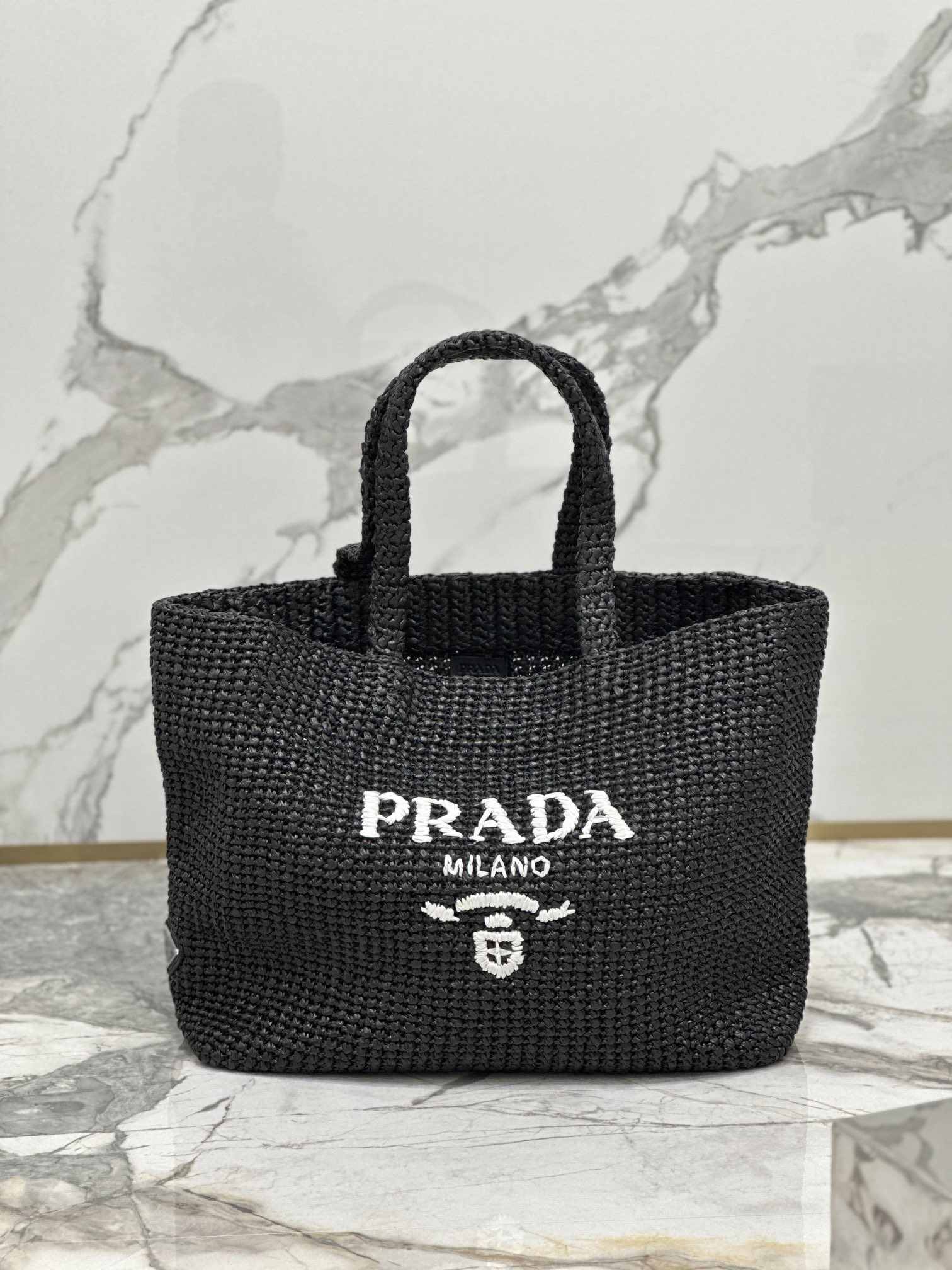 PRADA Crochet Tote Bag Black