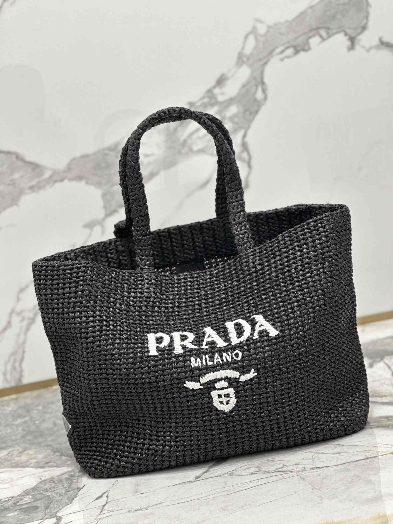 PRADA Crochet Tote Bag Black