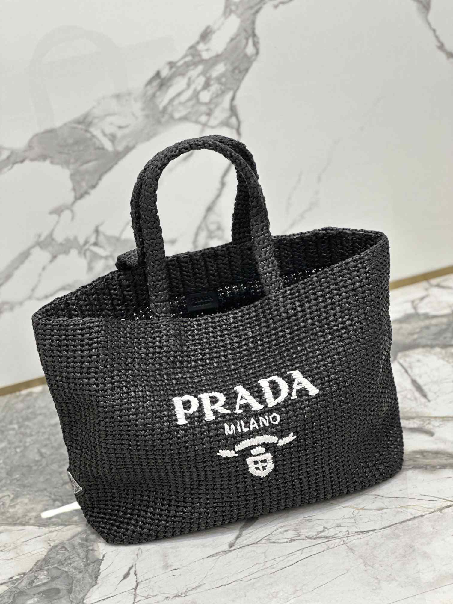 PRADA Crochet Tote Bag Black