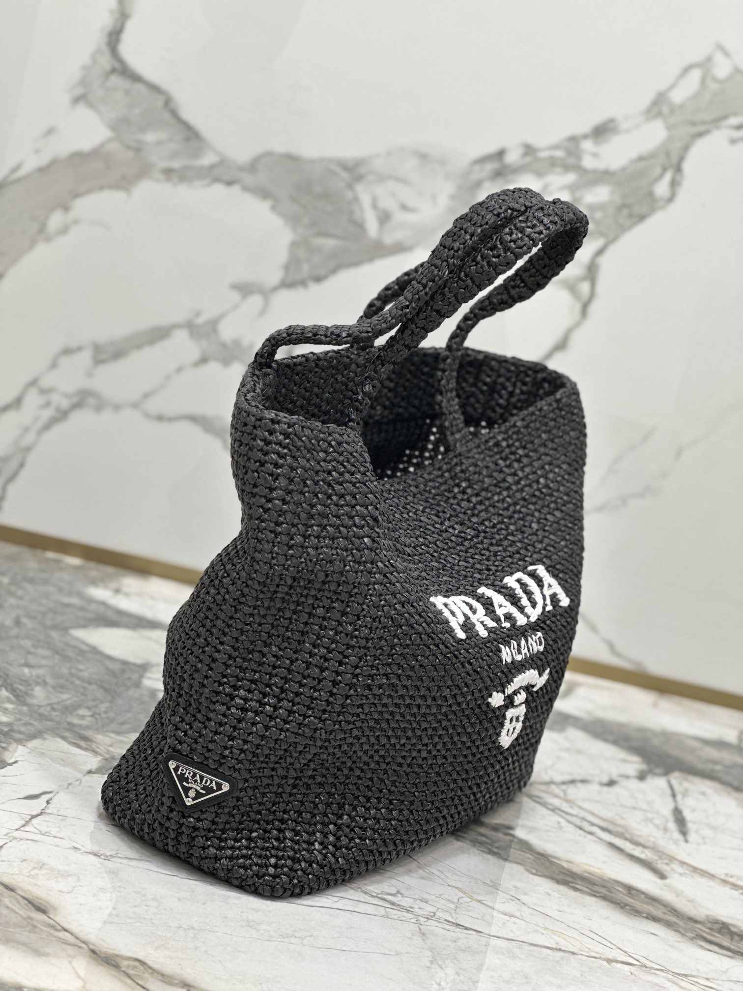 PRADA Crochet Tote Bag Black