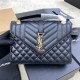 YSL Envelope Medium in Quilted Grain De Poudre Embossed Leather Noir