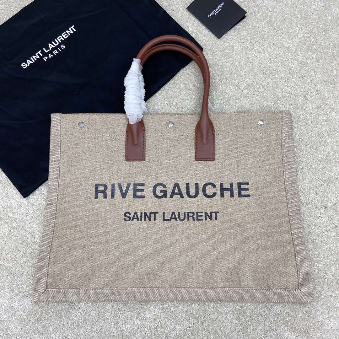 YSL Rive Gauche Tote In Canvas Beige