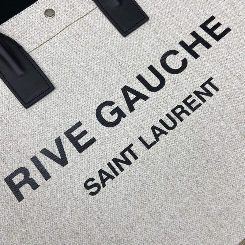 YSL Rive Gauche Tote In Canvas White