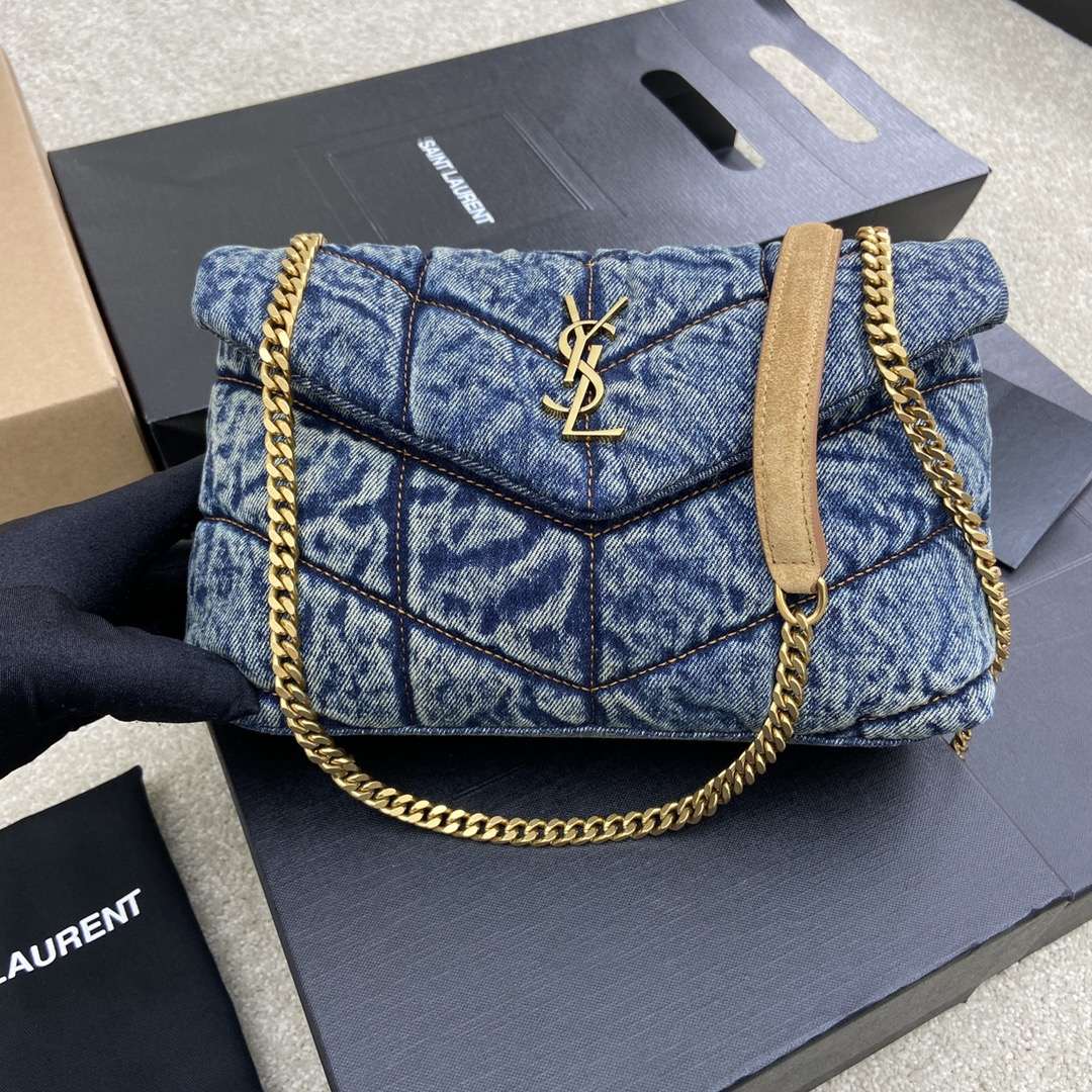 YSL Loulou Puffer Toy In Denim