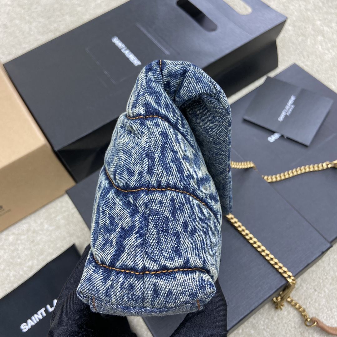 YSL Loulou Puffer Toy In Denim