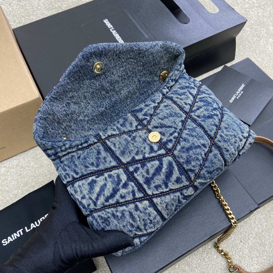 YSL Loulou Puffer Toy In Denim