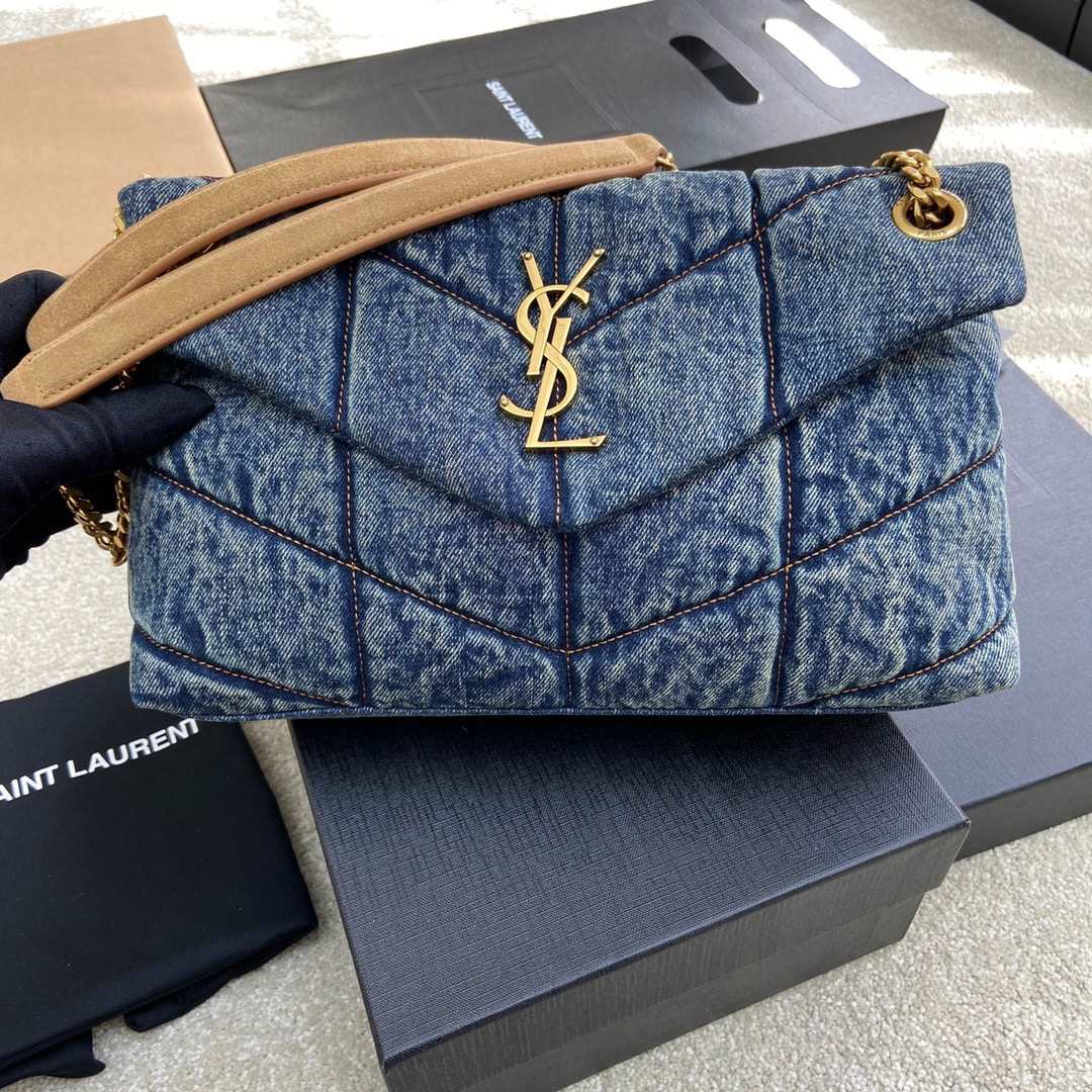 YSL Loulou Puffer Small In Denim