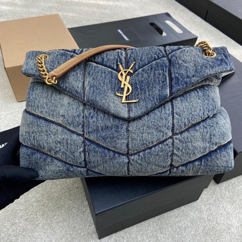 YSL Loulou Puffer Medium In Denim