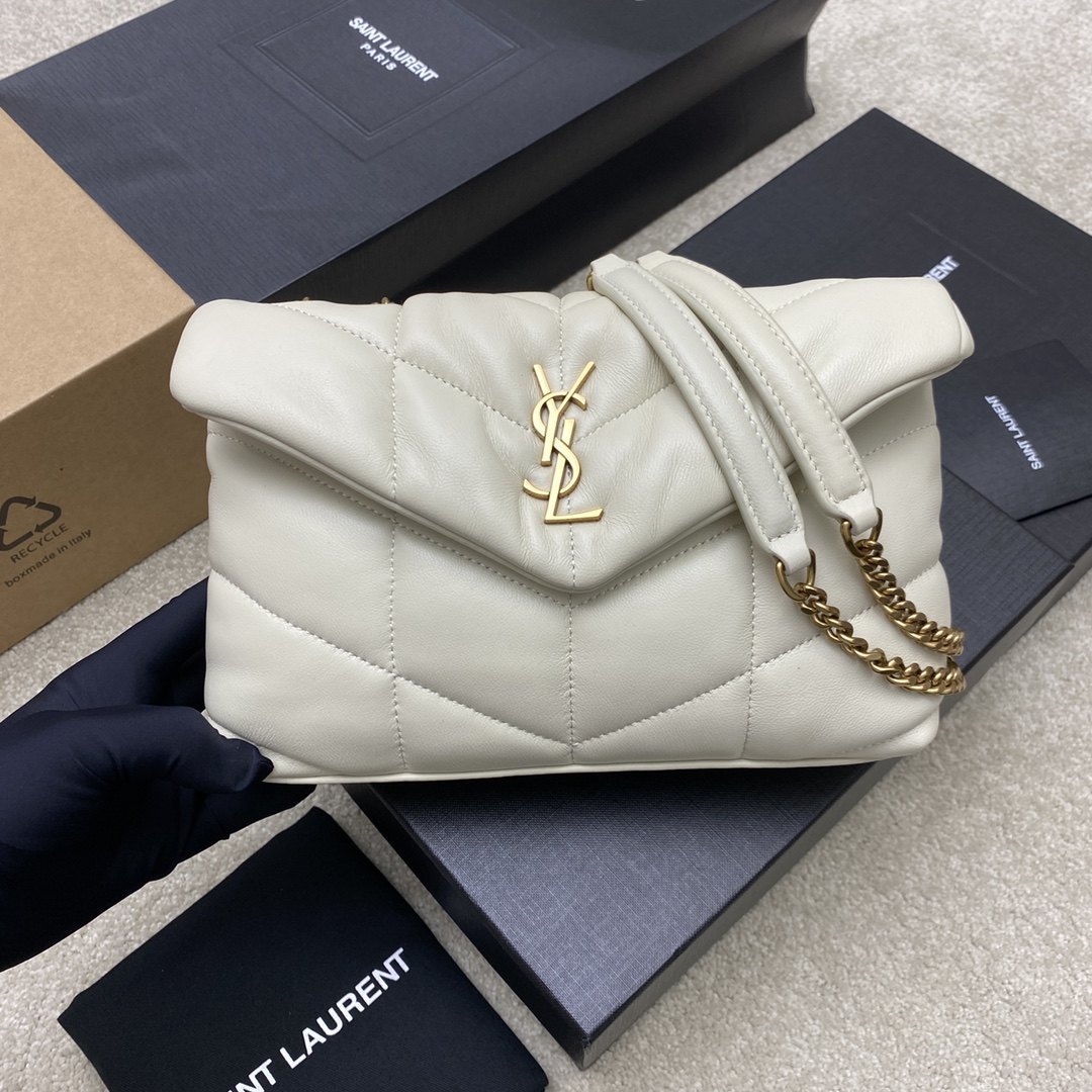 YSL Loulou Small In Quilted Leather Blanc