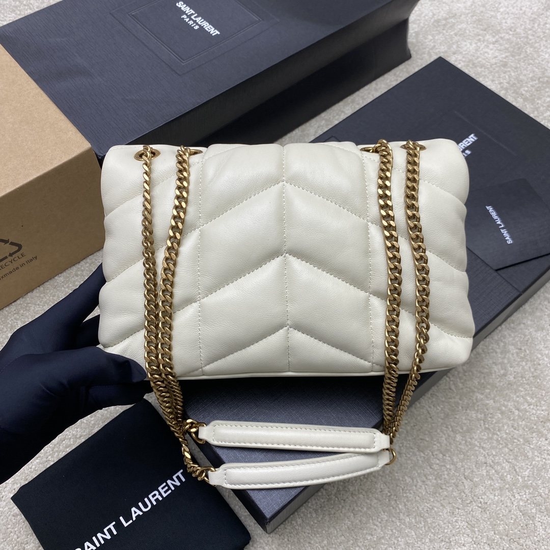 YSL Loulou Small In Quilted Leather Blanc