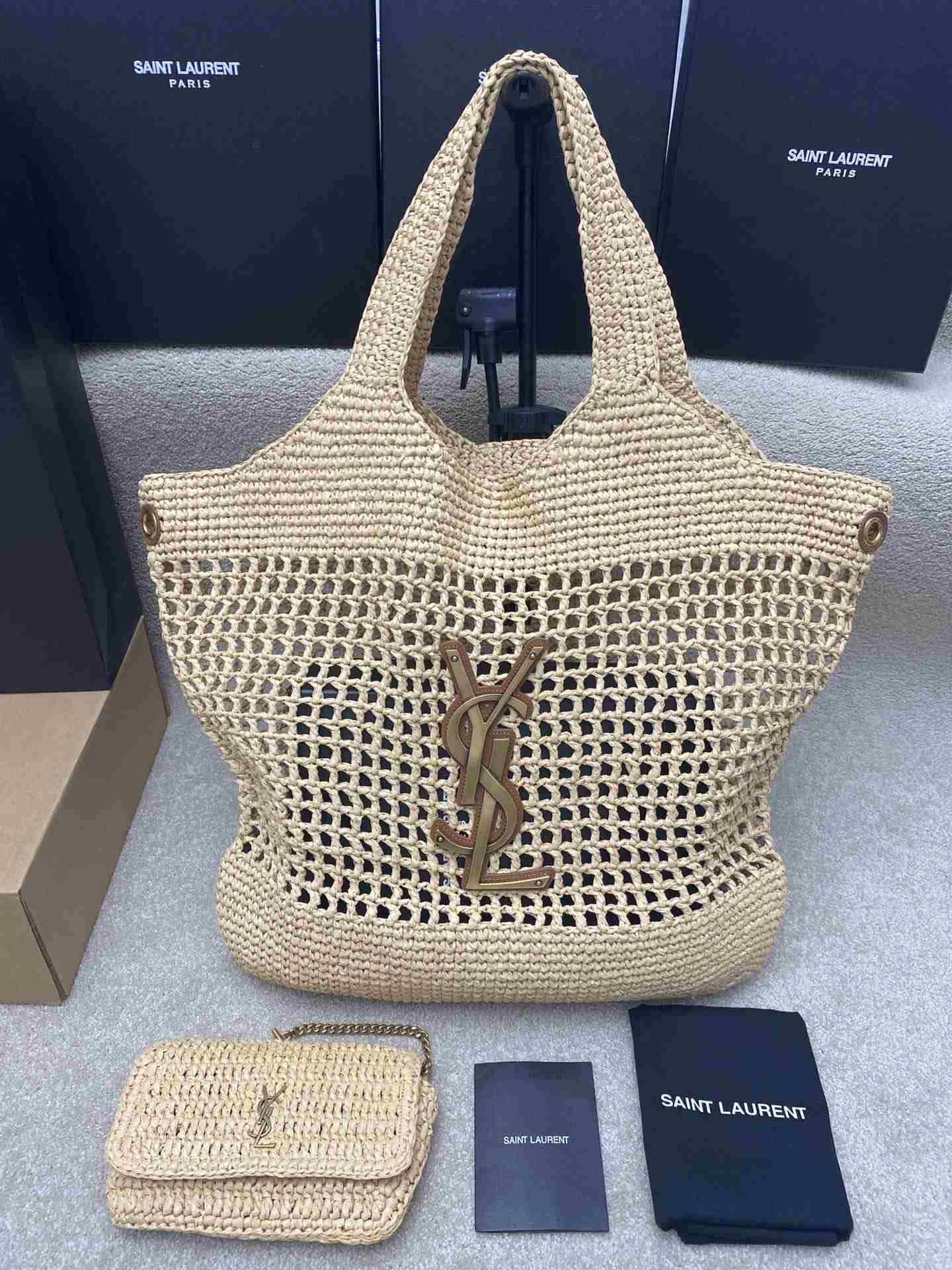 YSL Icare in Raffia