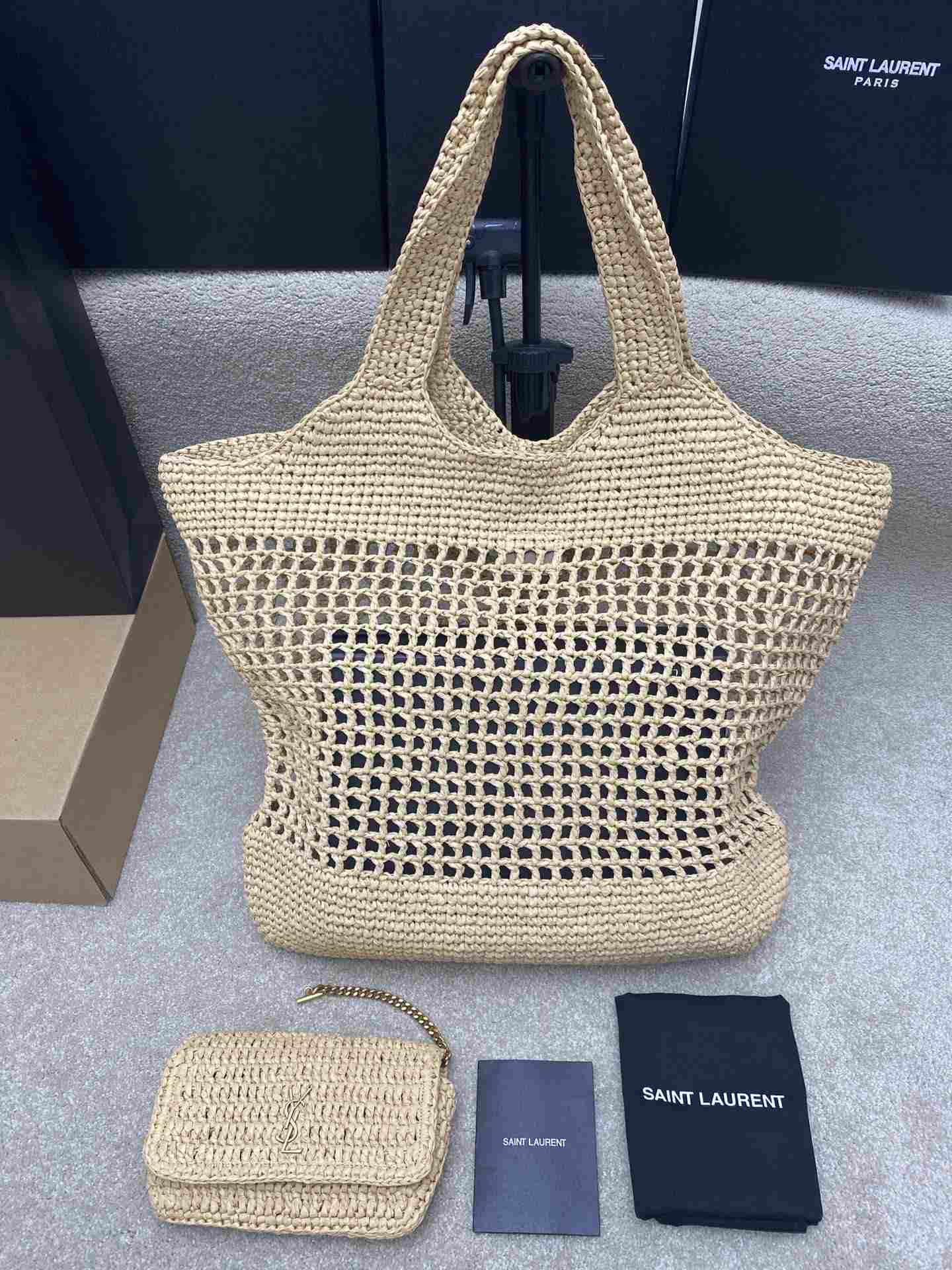 YSL Icare in Raffia