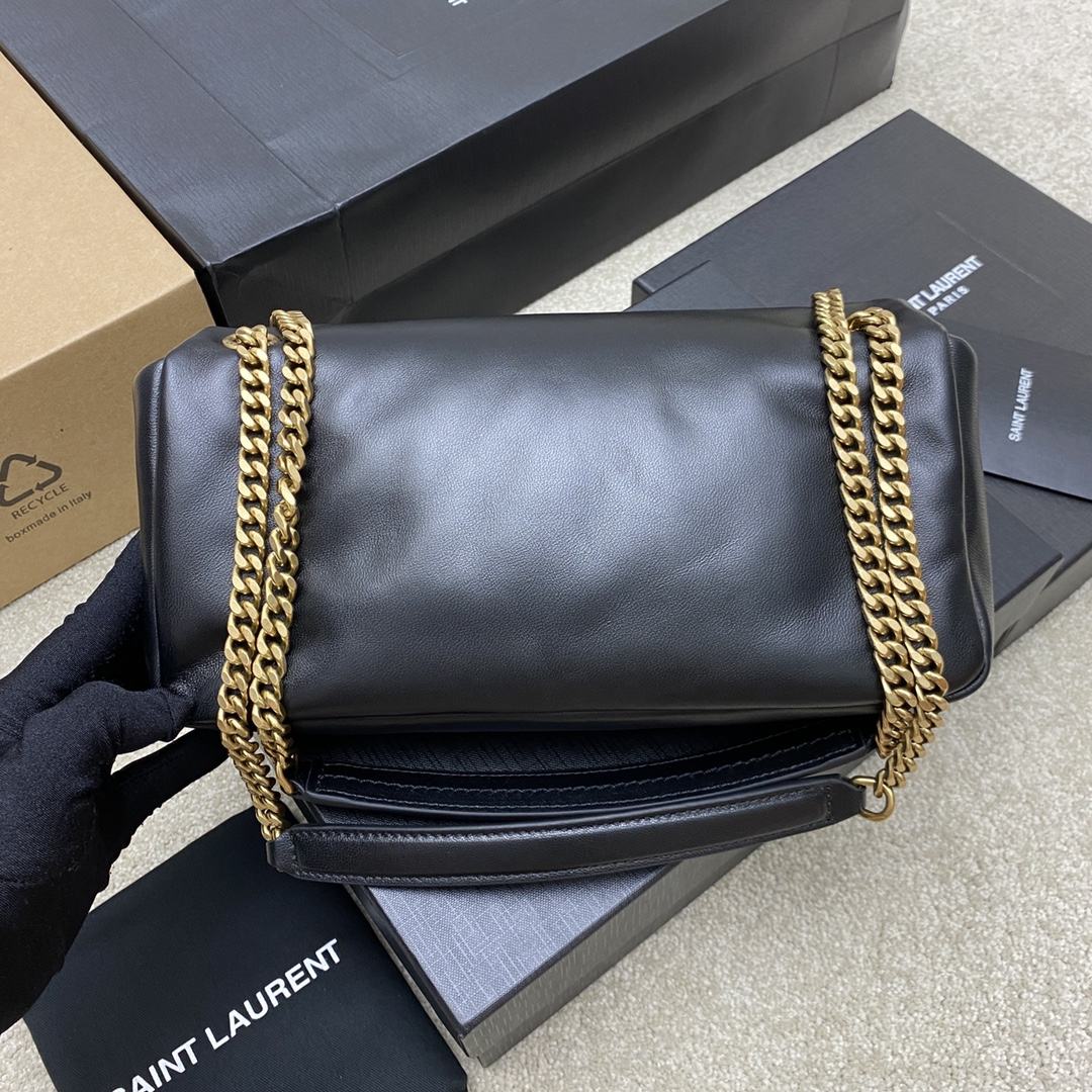 YSL Calypso Plunged Lambskin Black