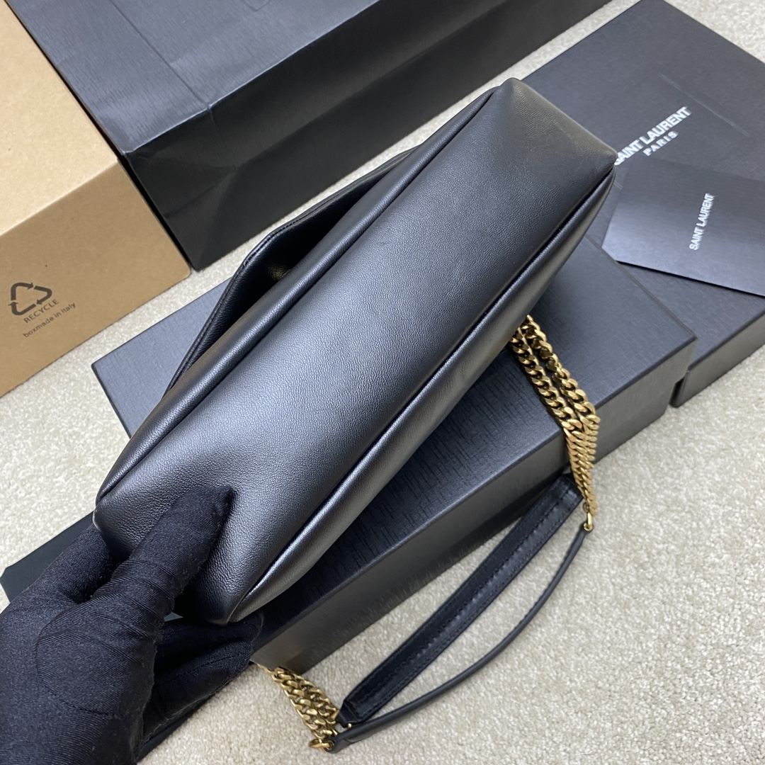 YSL Calypso Plunged Lambskin Black