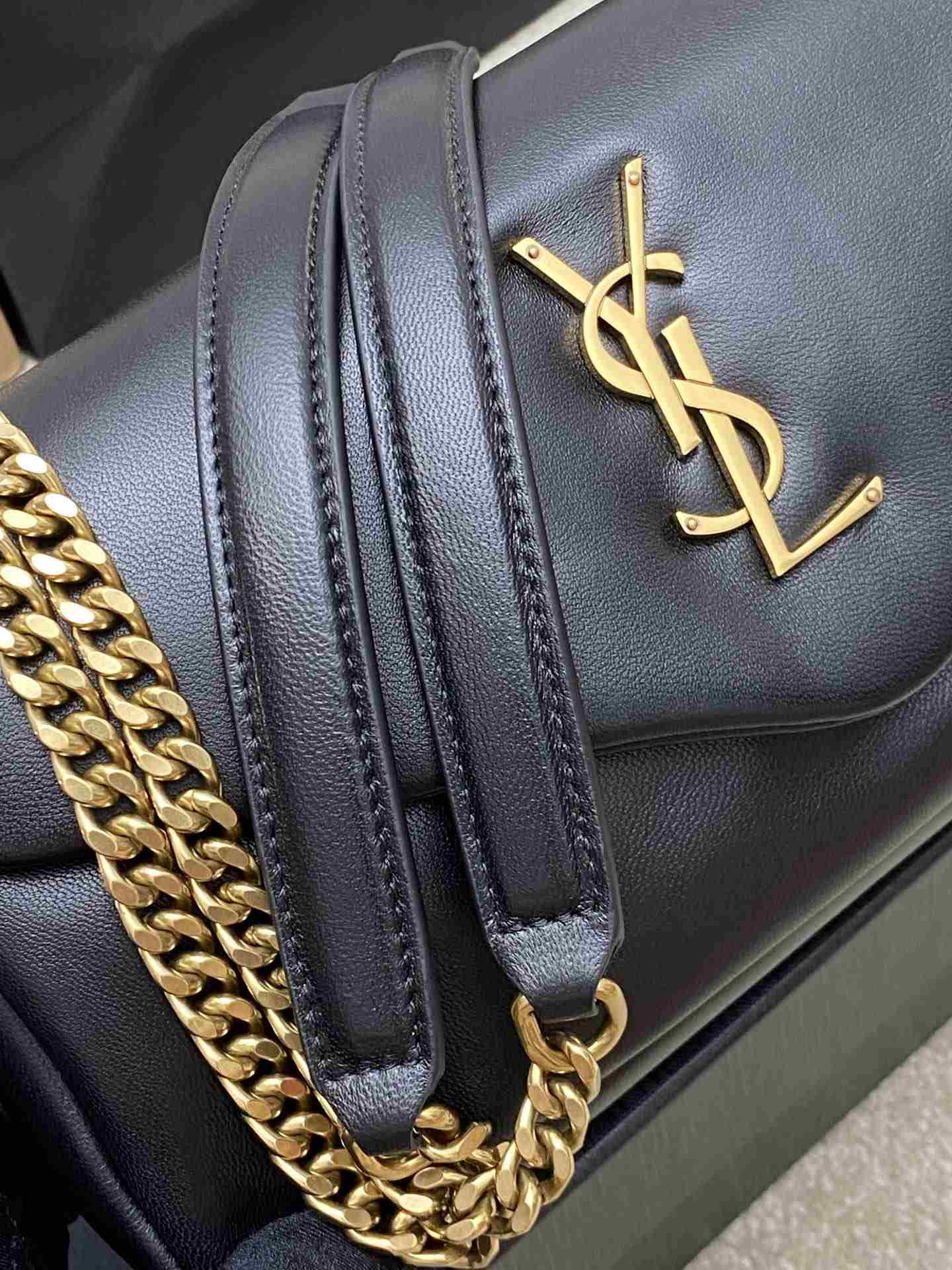 YSL Calypso Plunged Lambskin Black