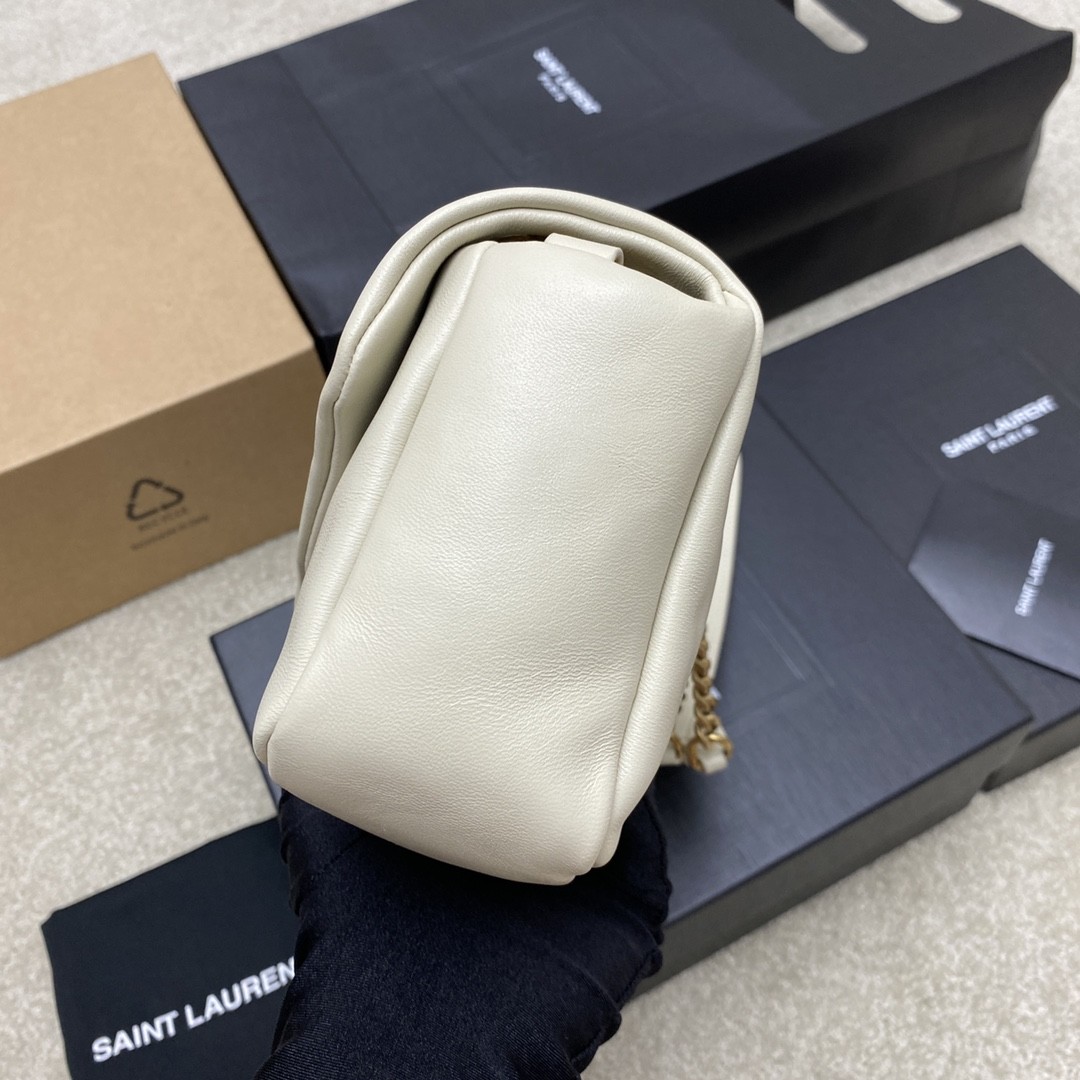 YSL Calypso Plunged Lambskin White