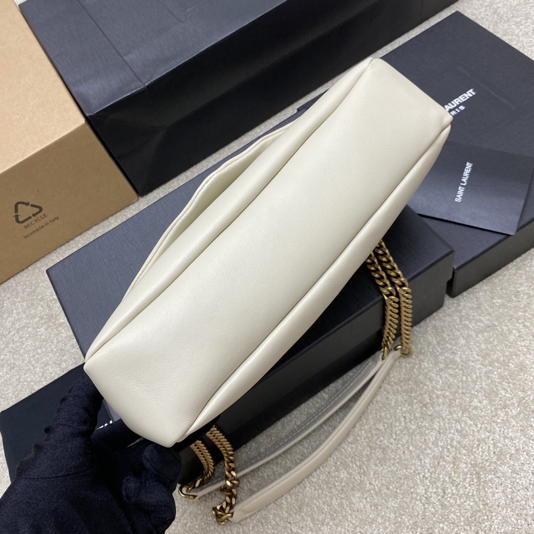 YSL Calypso Plunged Lambskin White