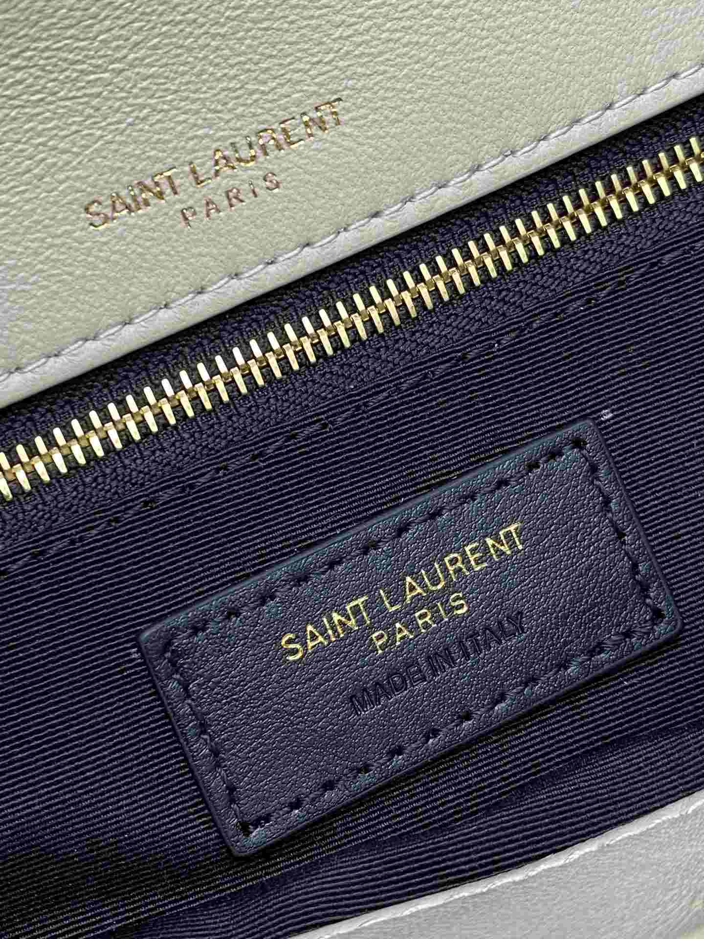 YSL Calypso Plunged Lambskin White