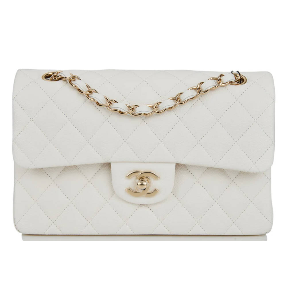 CHANEL Small Classsic Handbag White