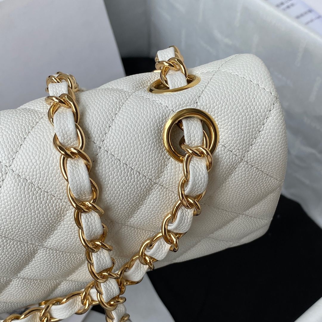 CHANEL Small Classsic Handbag White