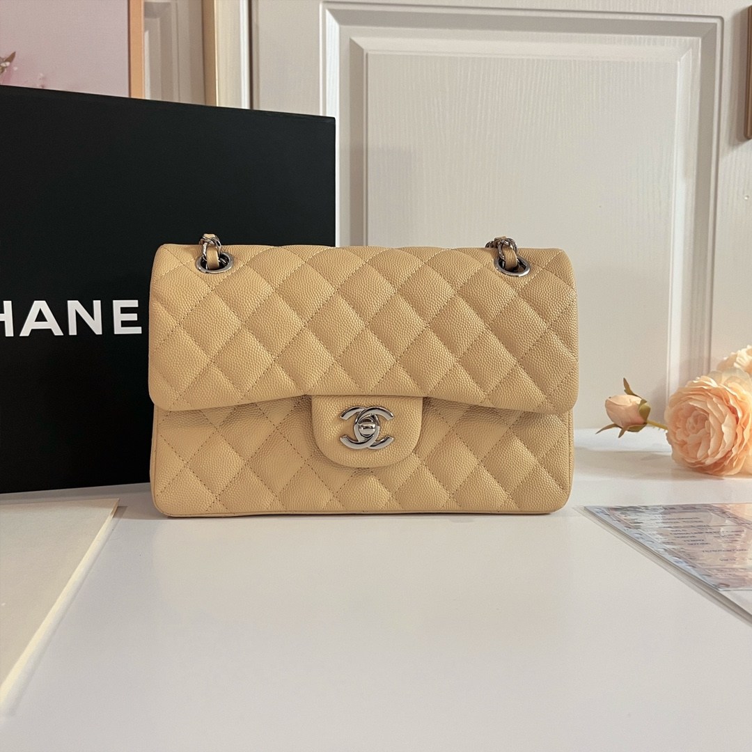 CHANEL Small Classsic Handbag Apricot Yellow