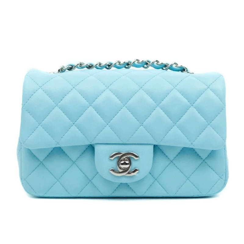 CHANEL Small Classsic Handbag Light Blue