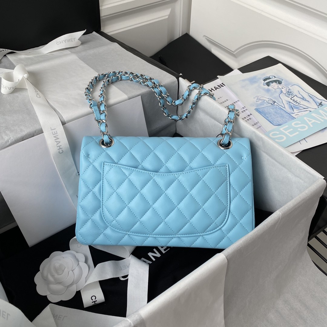 CHANEL Small Classsic Handbag Light Blue