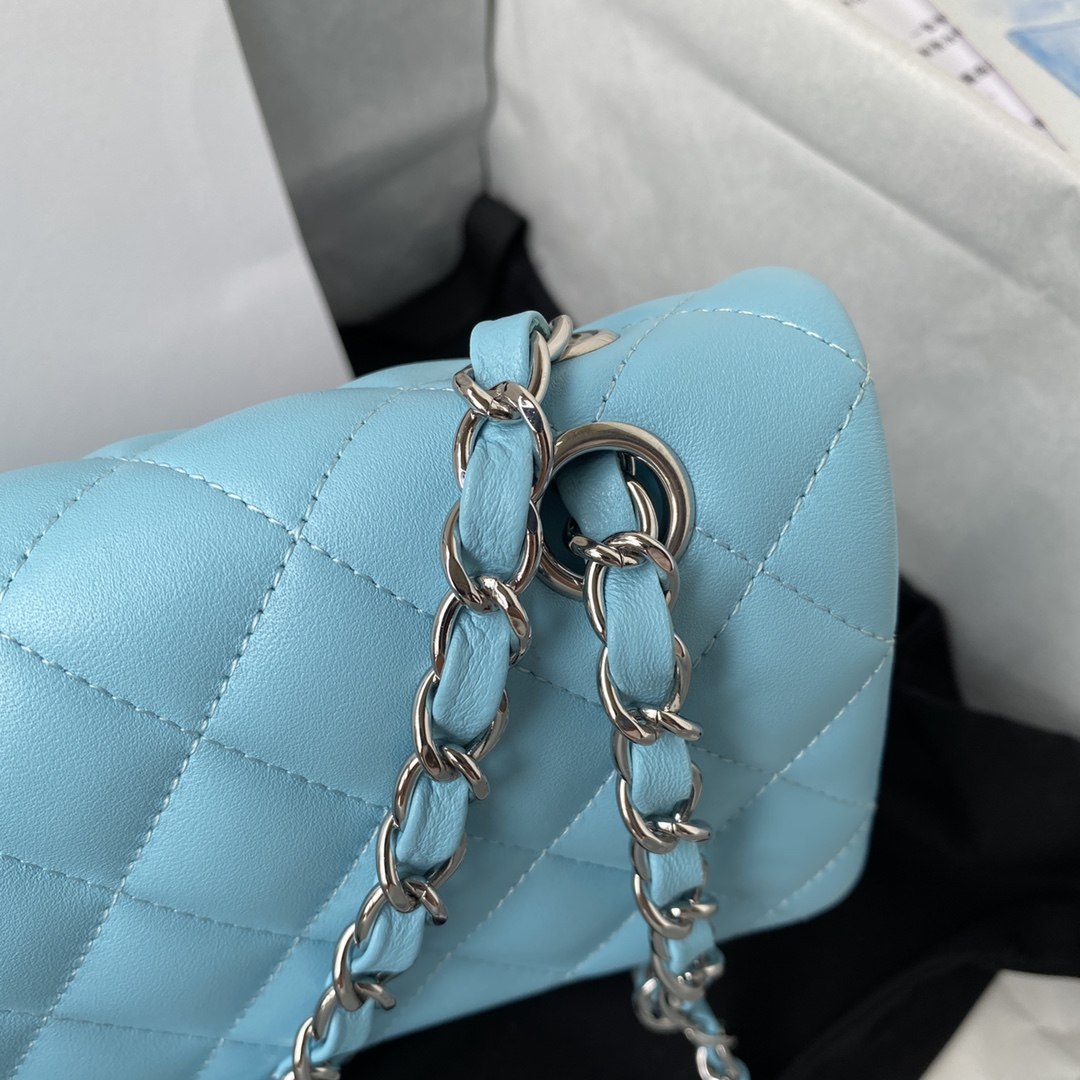 CHANEL Small Classsic Handbag Light Blue