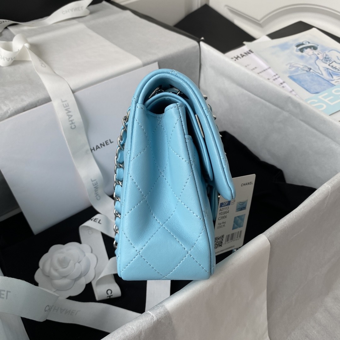 CHANEL Small Classsic Handbag Light Blue