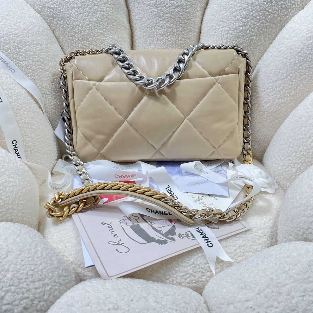 CHANEL 19 Large Handbag Apricot Yellow