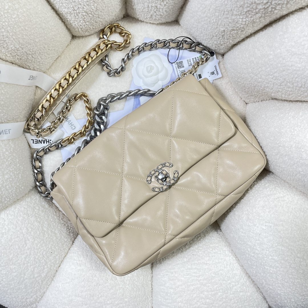 CHANEL 19 Large Handbag Apricot Yellow