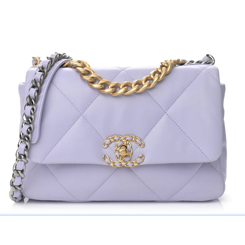 CHANEL 19 Large Handbag Light Purple