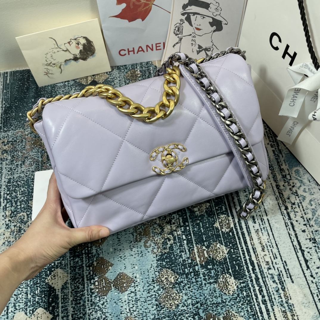 CHANEL 19 Large Handbag Light Purple