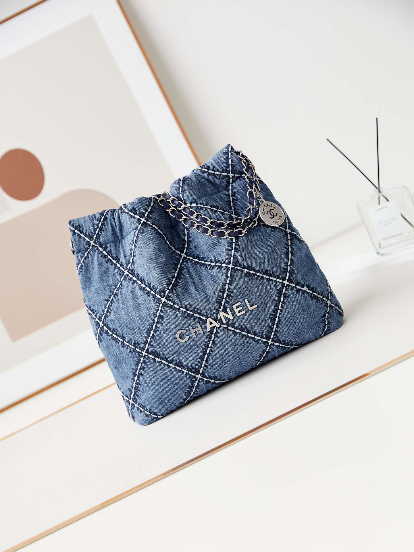 CHANEL 22 Small Handbag Denim