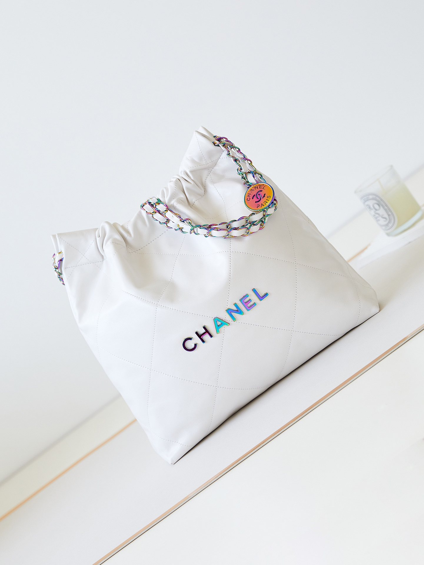 CHANEL 22 Small Handbag White